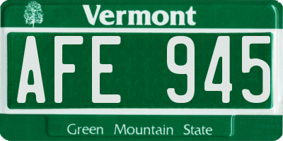 VT license plate AFE945