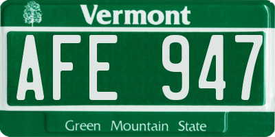 VT license plate AFE947