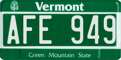 VT license plate AFE949