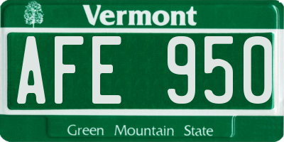 VT license plate AFE950