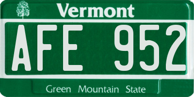 VT license plate AFE952