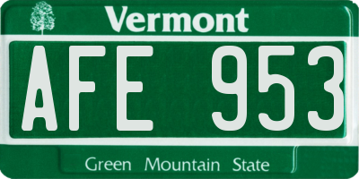 VT license plate AFE953