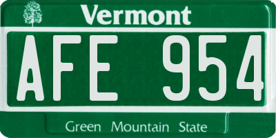VT license plate AFE954