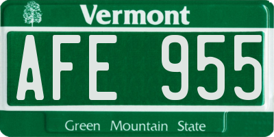 VT license plate AFE955