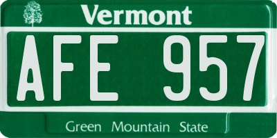 VT license plate AFE957