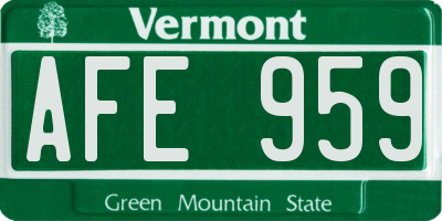 VT license plate AFE959
