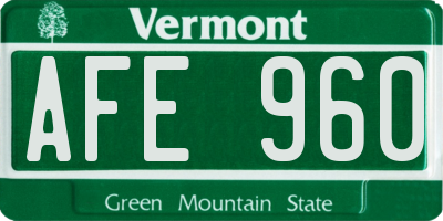 VT license plate AFE960