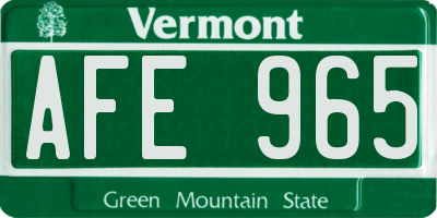 VT license plate AFE965