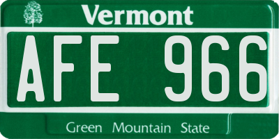 VT license plate AFE966
