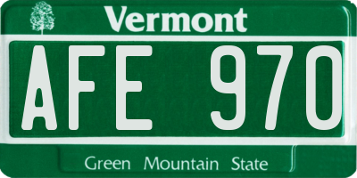 VT license plate AFE970