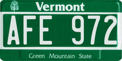 VT license plate AFE972