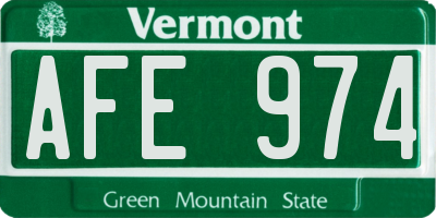 VT license plate AFE974