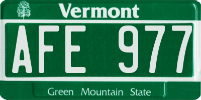 VT license plate AFE977
