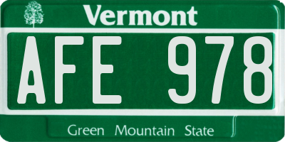 VT license plate AFE978