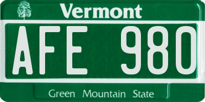 VT license plate AFE980