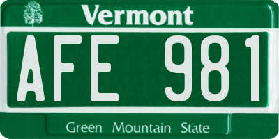 VT license plate AFE981