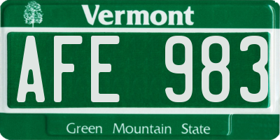 VT license plate AFE983