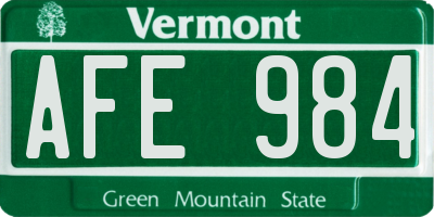 VT license plate AFE984