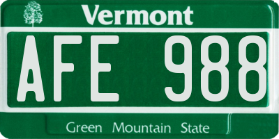 VT license plate AFE988