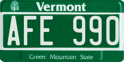 VT license plate AFE990