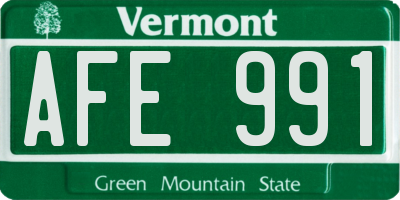 VT license plate AFE991