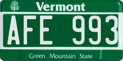 VT license plate AFE993