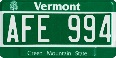 VT license plate AFE994