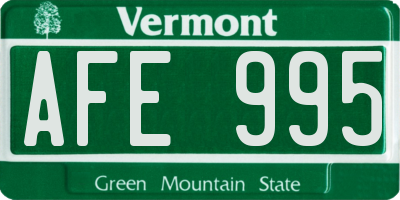 VT license plate AFE995