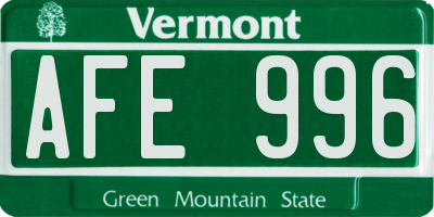 VT license plate AFE996