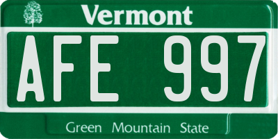 VT license plate AFE997