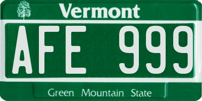 VT license plate AFE999