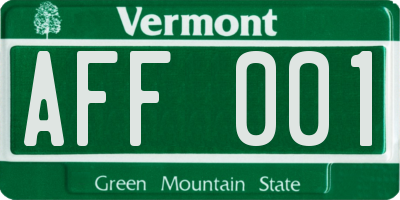 VT license plate AFF001