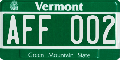 VT license plate AFF002