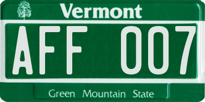 VT license plate AFF007