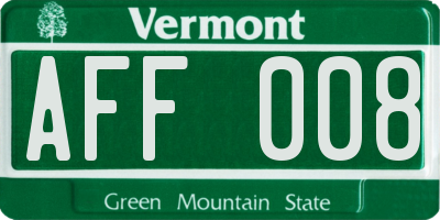 VT license plate AFF008