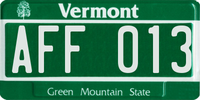 VT license plate AFF013
