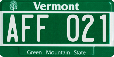 VT license plate AFF021