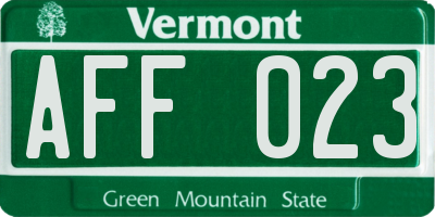 VT license plate AFF023