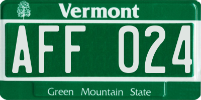 VT license plate AFF024