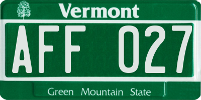 VT license plate AFF027