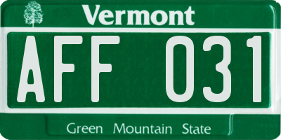 VT license plate AFF031