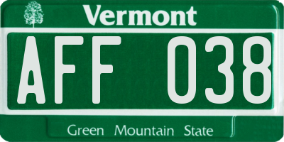 VT license plate AFF038