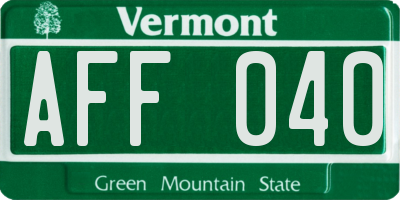 VT license plate AFF040