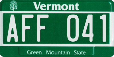 VT license plate AFF041