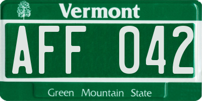 VT license plate AFF042