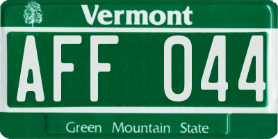 VT license plate AFF044