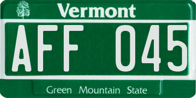 VT license plate AFF045