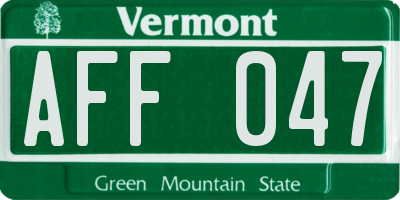 VT license plate AFF047