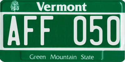 VT license plate AFF050