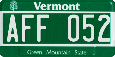 VT license plate AFF052